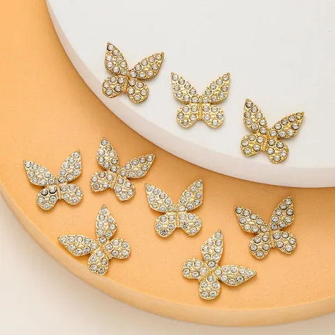 Amuletos de Mariposa de Aleación de Zinc DIY Con Adorno de Strass Aplique de Espalda Plana para Funda de Teléfono Ropa Zapatos Decoración Joyería Accesorios