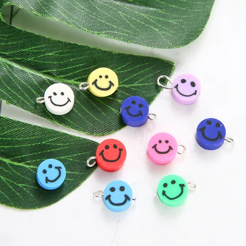 Handgefertigt Bunt Polymer-Ton Lächelndes Gesicht Anhänger Rund DIY Schmuck Charms Für Halskette Armband Ohrring Zubehör