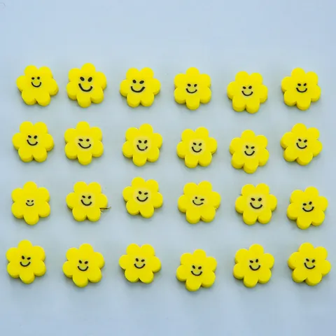 Perles en Vrac en Pâte Polymère Motif Fleur de Visage Souriant Perles d'Espacement pour la Fabrication de Bijoux DIY Collier Bracelet Accessoire Femme