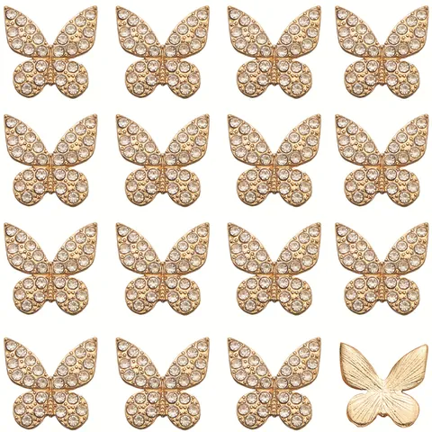 Amuletos de Mariposa de Aleación de Zinc DIY Con Adorno de Strass Aplique de Espalda Plana para Funda de Teléfono Ropa Zapatos Decoración Joyería Accesorios