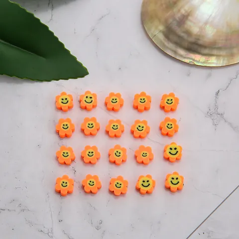 Perles en Vrac en Pâte Polymère Motif Fleur de Visage Souriant Perles d'Espacement pour la Fabrication de Bijoux DIY Collier Bracelet Accessoire Femme