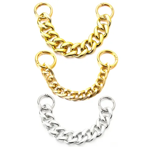 Plastic Acrylic Shoe Chain Charms For Clogs Sandals Alloy Clasp Decoration Gold Silver KC Gold Striped Link Chain Accessories