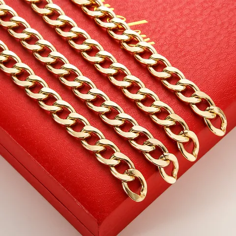 Alloy Wide Curb Chain For DIY Jewelry Making Gold Electroplated Necklace Bracelet Link Accessories Crafting Supplies