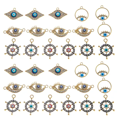 Pendentifs en Alliage Oeil du Diable et Gouvernail Avec Charmes en Émail et Strass pour la Fabrication de Bijoux DIY Colliers Boucles d'Oreilles Bracelets