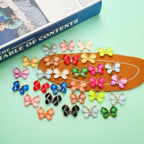 Colorful Butterfly Acrylic Alloy Shoe Charms For Clogs Decoration Rhinestone Butterfly Shape DIY Accessories For Sandals Women Kids Fashion