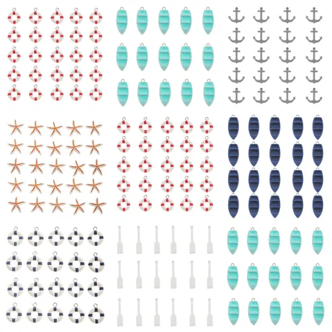 Nautisch Thema Hars Charms Simulatie Reddingsboei Anker Boot Peddel Zeester Hangers Voor DIY Ketting Armband Sleutelhanger Maken