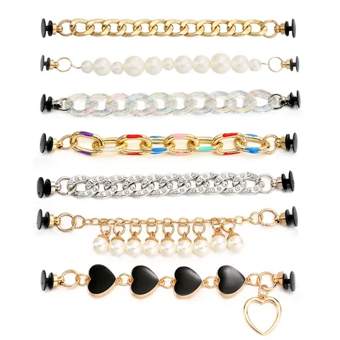 Cadena Decorativa de Zapatos Aleación Perla Artificial Diamante DIY Charms para Zuecos Sandalias Verano Accesorios Diarios Mujer Niña