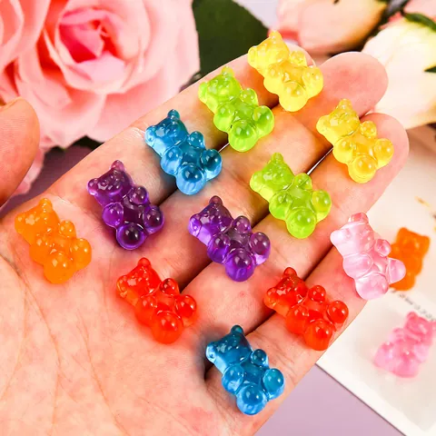 Candy Colored Transparent Resin Gummy Bear Charms For DIY Jewelry Making Hair Accessories Phone Case Decoration