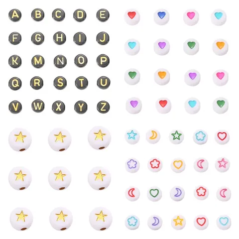 Colorful Resin Beads Heart Moon Star Letter Round Beads For Phone Chain Jewelry Bracelet Making DIY Handcraft Accessories