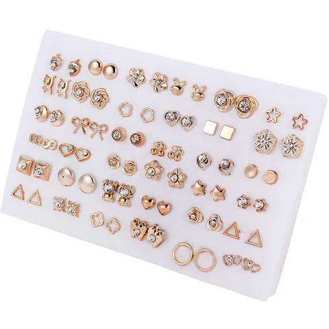 Orecchini a Bottone Geometrici per Donne Ragazze Plastica Strass Cuore Stella Animali Oro Oro Rosa Gioielli di Moda Regalo Boutique