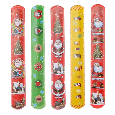 Halloween Christmas PVC Slap Bracelets Set Santa Claus Pumpkin Patterns Creative Festive Party Favors Gifts For Kids Adults