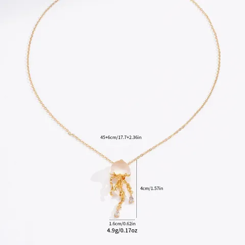 Kupfer Zirkonia Qualle Anhänger Halskette Gold Silber Galvanisiert Luxus Tierform Qualle Schmuck Für Damen