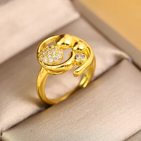 Elegant Copper Micro-set Zircon Flower Open Ring Gold Plated Adjustable Finger Ring Luxury Fashion Jewelry For Women Gift