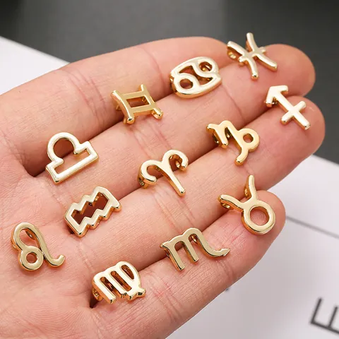 Zodiac Alloy Charms Hollow Constellation Pendants DIY Necklace Bracelet Earrings Jewelry Making Gold Silver Rose Gold