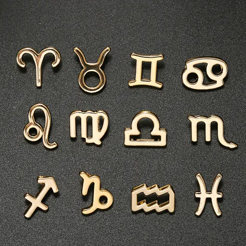 Zodiac Alloy Charms Hollow Constellation Pendants DIY Necklace Bracelet Earrings Jewelry Making Gold Silver Rose Gold