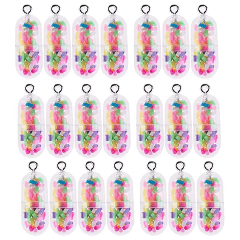 Creative Cute Transparent Capsule Pill Pendants Fruit Smile Face Miniature Figure DIY Jewelry Making Accessories Pendant Only
