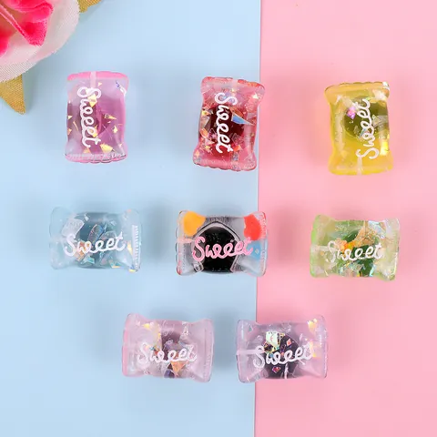 Sweet Candy Shaped Resin Shoe Charms Mixed Colors Glitter DIY Shoe Buckles For Clogs Sandals Wristbands Decoration Accessories