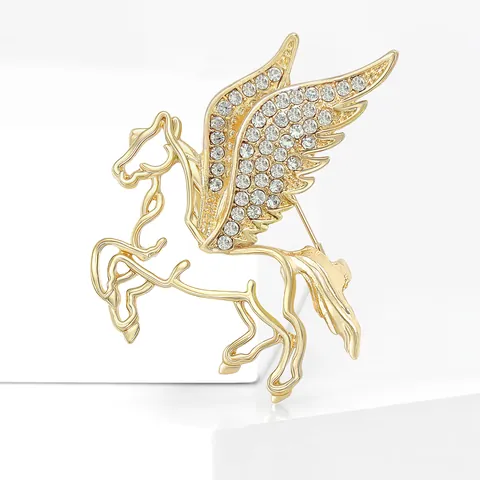 Spilla Pegasus in Lega di Moda Con Strass per Uomo Donna Vestito Cappotto Spilla Accessori Creativi Gioielli Cavallo Alato