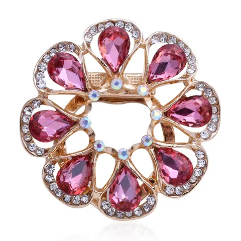 Broche Boucle d'Écharpe Vintage Floral Alliage Strass Cristal Goutte d'Eau Multi-usage Corsage Pin Bijoux de Fête pour Femmes