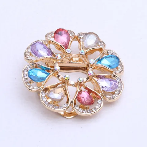 Broche Boucle d'Écharpe Vintage Floral Alliage Strass Cristal Goutte d'Eau Multi-usage Corsage Pin Bijoux de Fête pour Femmes