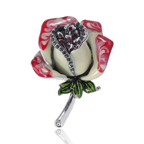 Spilla a Bouquet di Rose in Lega Vintage Smalto Strass Corsage Floreale per Donna Matrimonio Banchetto Gioielli Retro Accessorio