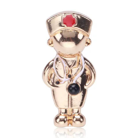 Creative Alloy Doctor Nurse Brooch Medical Worker Badge Pin For Cardigan Jacket Professional Personnel Apparel Jewelry Accessories