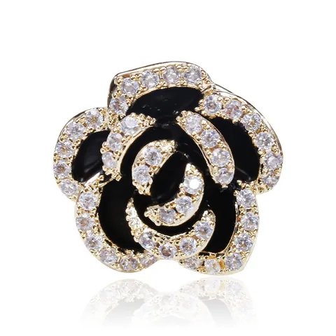 Elegante Kamelie Blume Brosche Für Damen Kupfer Mikro Eingelegt Zirkonia Emaille Pin Vintage Hochwertige Kleidung Accessoires Schmuck