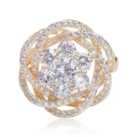 Broche Fleur Haut de Gamme Créative pour Femmes Élégante Épingle en Cuivre Zircone Cubique Corsage Étincelant pour Mariage