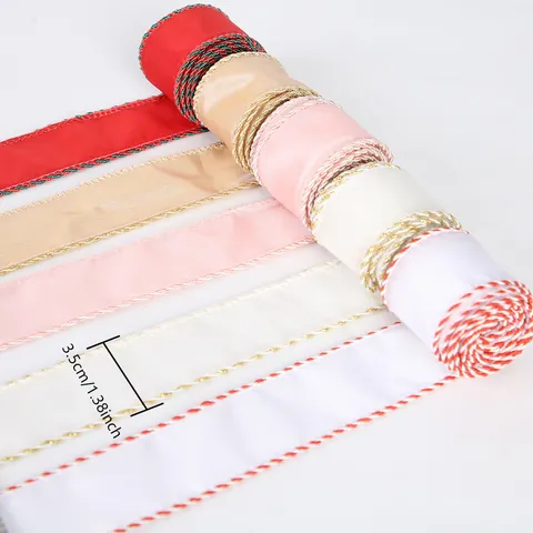 Nastro Di Raso Con Bordo Intrecciato Per Confezioni Regalo Di Natale Materiale Fai-Da-Te Decorazione Per Feste In Poliestere