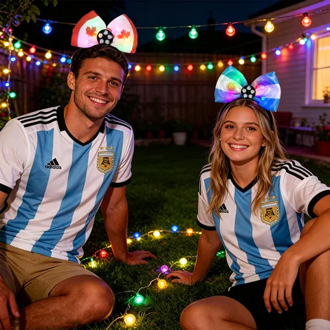 LED Glowing Football Bow Headband National Flag Pattern Light Up Hair Hoop For Soccer Match Party Fans Cheer Props Unisex Decoration