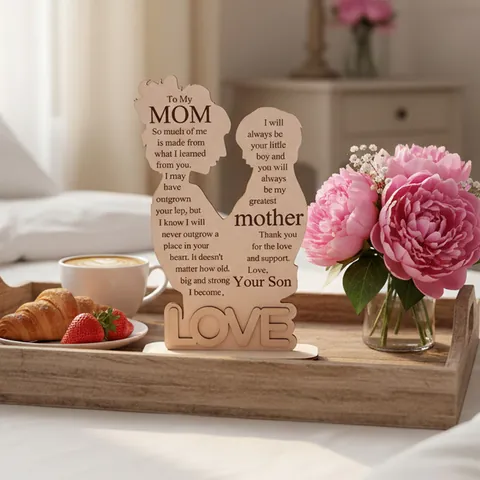 Hölzernes Muttertags Tischornament Silhouette Ausgehöhlt Tischdeko Mit Englischen Segnungen Mama Geburtstagsgeschenk
