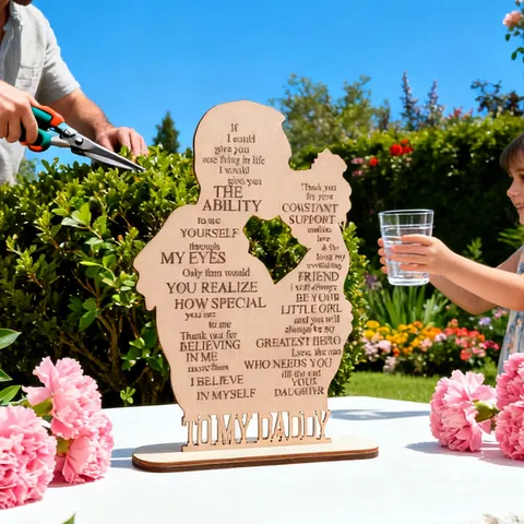Holz Vatertag Desktop Silhouette Tafel Ornament To My Daddy Herz Dekoration Emotionales Geschenk Für Vater Von Sohn Tochter