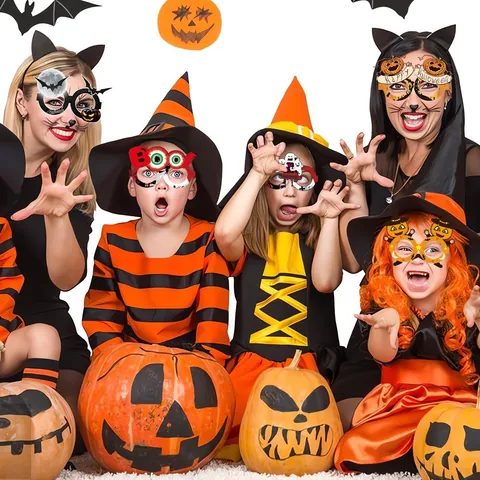 Halloween Papieren Bril Fotocabine Rekwisieten Pompoen Vleermuis Geest Spinnenweb Decoraties Voor Halloween Feest Accessoires