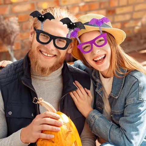 Halloween Bat Glasses Novelty Party Eyeglasses Glitter Frame Bat Wings For Kids Adults Halloween Party Decoration Supplies