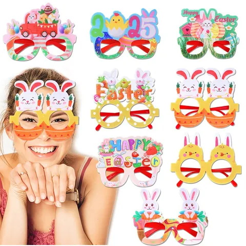 Easter Decorative Felt PP Glasses For Kids Adults Happy Easter Letter Rabbit Chick Egg Pattern 2025 Party Costume Eyewear Photo Props