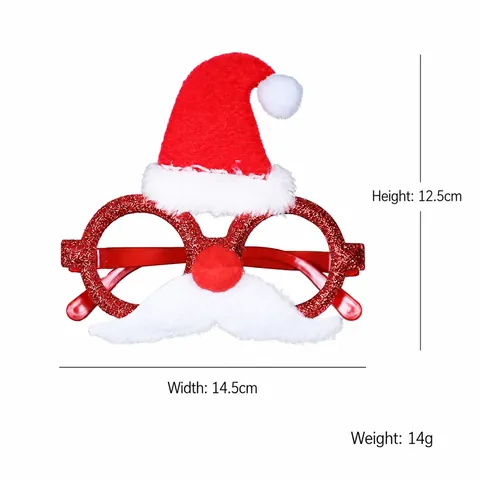Christmas Reindeer Antler Glasses Frame Glitter Xmas Party Photo Props Santa Hat Elf Ear Decorative Glasses For Festival Event