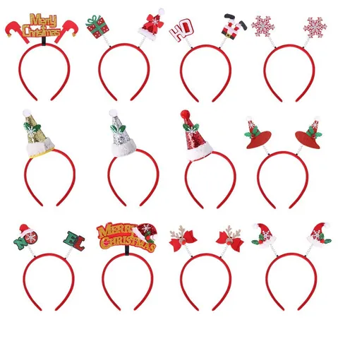 Festliche Weihnachts Haarreifen Für Erwachsene Kinder Glitzer Weihnachtsmann Hut Rentier Geweih Schneeflocke Weihnachtsbaum Feder Party