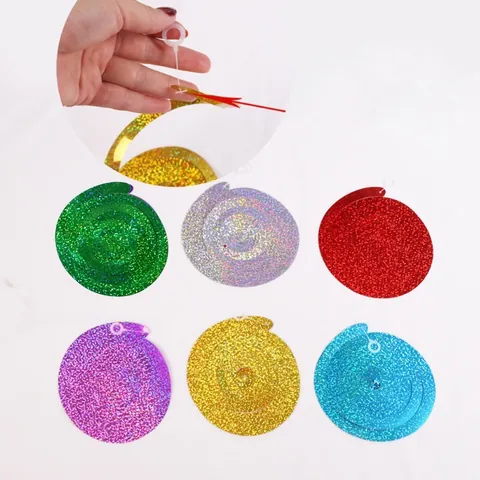 Glitter PET Plastic Spiral Swirl Hanging Decorations For Christmas Birthday Wedding Party Celebration Ceiling Streamers Decor