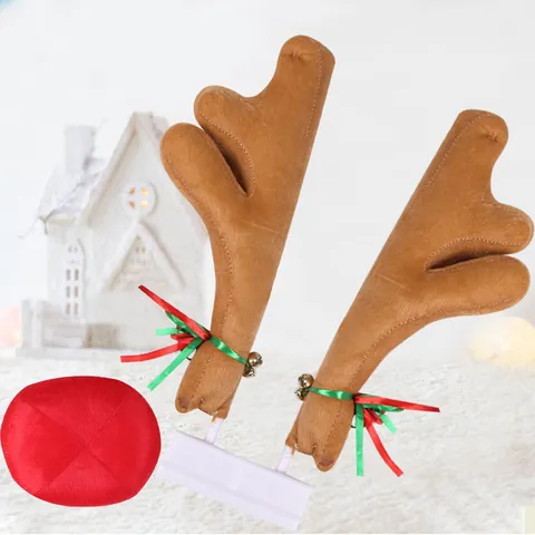 Christmas Car Decoration Plush Reindeer Antlers Christmas Tree Candy Cane Holiday Auto Window Ornaments For Festive Vehicle Decor