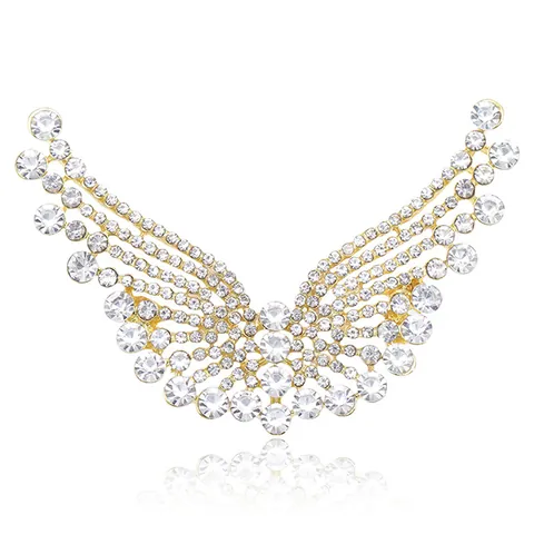 Mode Legierung Strass Flügel Brosche Für Damen Elegant Kristall Feder Anstecknadel Brosche Für Mantel Kleidung Zubehör Schmuck Geschenk