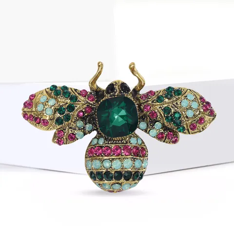Broche de Abeja de Aleación de Cristal de Strass Vintage Pin de Solapa de Insecto de Gama Alta para Trajes Accesorios de Sombrero Joyería