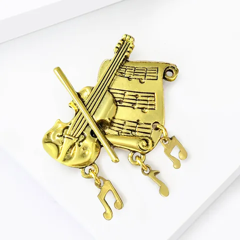 Spilla in Lega Vintage a Forma di Violino Nota Musicale Design Spartito Retro per Donna Decorazione Abbigliamento Gioielli