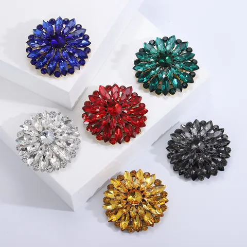 Spilla Vintage a Forma di Fiore in Cristallo per Donna in Lega con Strass Girasole Gioielli per Matrimonio Festa Vestito Accessori
