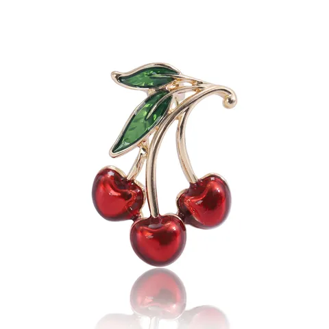 Spilla a Forma di Ciliegia Rossa Vintage Per Donna Pendente In Lega Smaltata Placcata Oro Gioielli Di Frutta Per Abbigliamento Borsa Sciarpa Regalo