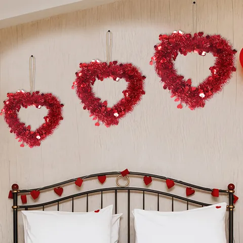 Couronne de Guirlandes en Cœur pour la Saint-Valentin Pendentif Décoratif Avec Lumières LED Gnome Cupidon pour Décoration d'Atmosphère