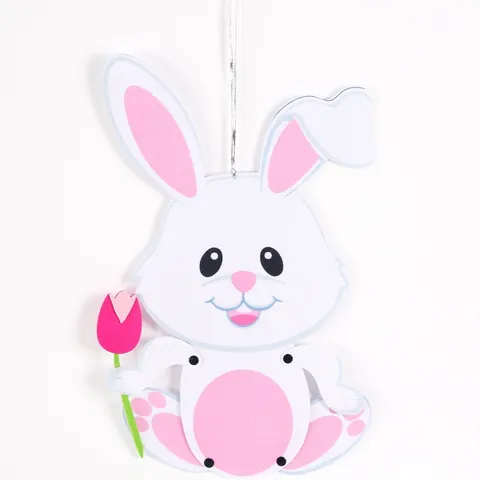 Décorations Suspendues de Pâques en Tissu Non Tissé Lapin Poussin Avec Articulations Mobiles Pour Maison Fête Porte