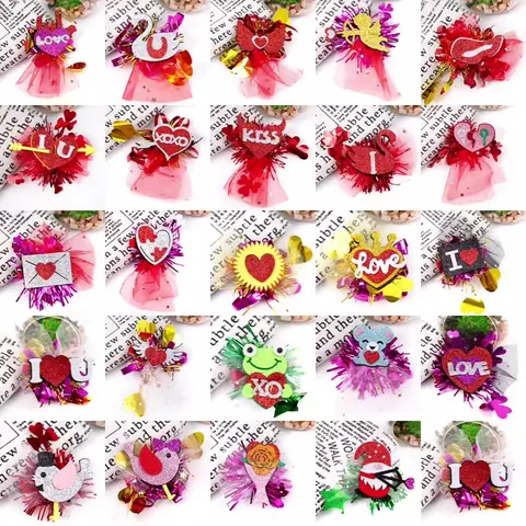 Valentine's Day Heart Hair Clips Glitter XOXO LOVE Letter Mesh Tulle Hairpins Romantic Wedding Party Decoration Accessories For Women