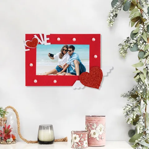 Marcos De Fotos De Corazón De Fieltro Para El Día De San Valentín Decoración Romántica De Bodas Aniversario Cartas De Amor Perlas Marcos DIY