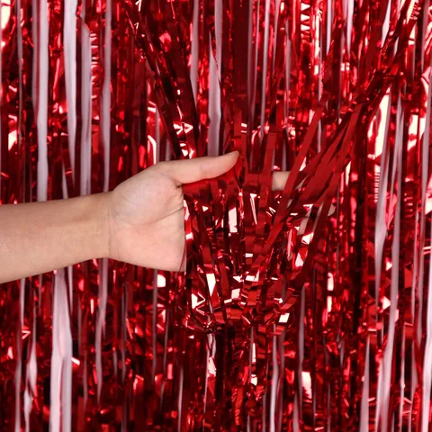 Shiny Metallic Tinsel Fringe Curtain Party Backdrop Foil Streamer For Birthday Wedding Celebration Event Decoration Photo Booth Props