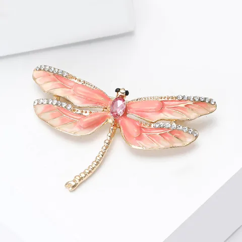 Spilla a Forma di Libellula in Lega Smaltata Vintage Con Strass Per Donna Gioielli di Moda Clip per Sciarpa Accessorio per Feste Regalo